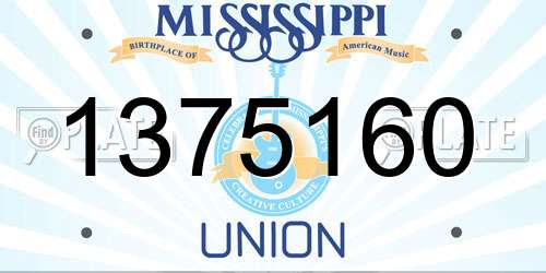 1375160 Mississippi License Plate