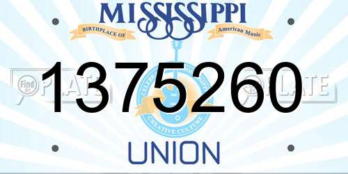 1375260 Mississippi License Plate
