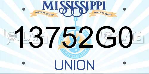 13752G0 Mississippi License Plate