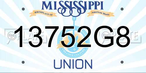 13752G8 Mississippi License Plate