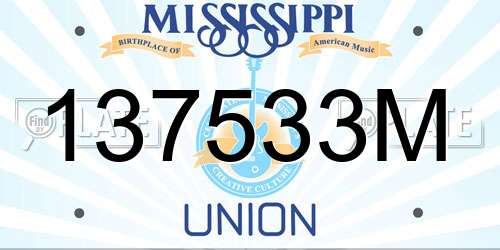 137533M Mississippi License Plate