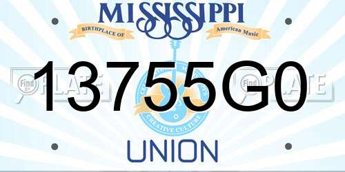 13755G0 Mississippi License Plate