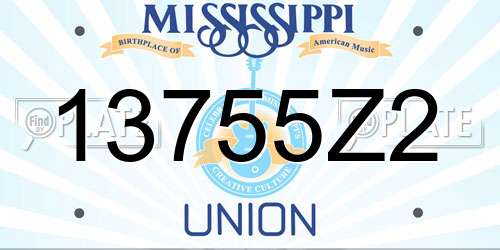 13755Z2 Mississippi License Plate