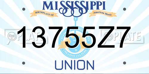 13755Z7 Mississippi License Plate
