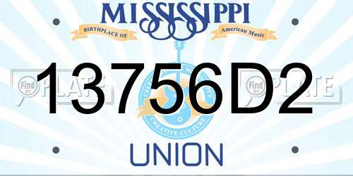 13756D2 Mississippi License Plate