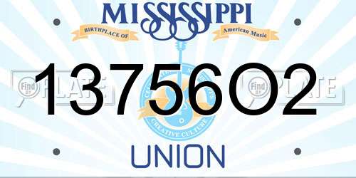 13756O2 Mississippi License Plate