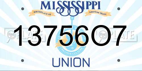 13756O7 Mississippi License Plate