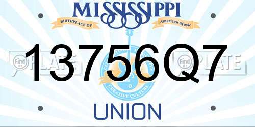 13756Q7 Mississippi License Plate