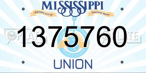 1375760 Mississippi License Plate