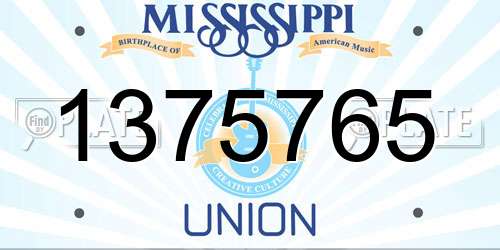 1375765 Mississippi License Plate