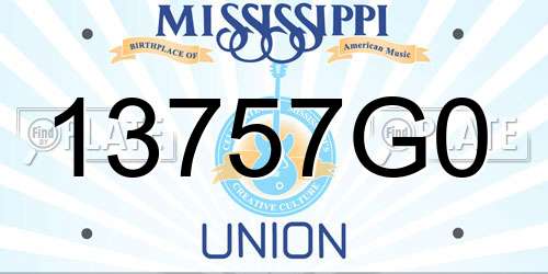 13757G0 Mississippi License Plate
