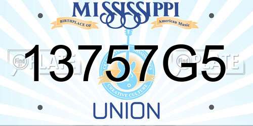 13757G5 Mississippi License Plate