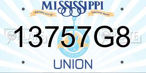 13757G8 Mississippi License Plate