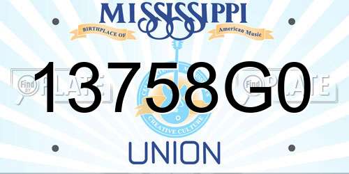 13758G0 Mississippi License Plate