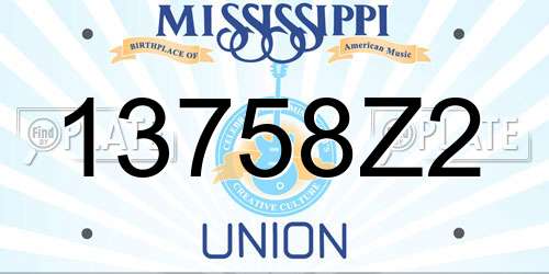 13758Z2 Mississippi License Plate