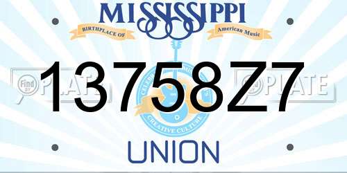 13758Z7 Mississippi License Plate