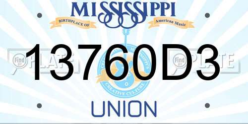 13760D3 Mississippi License Plate