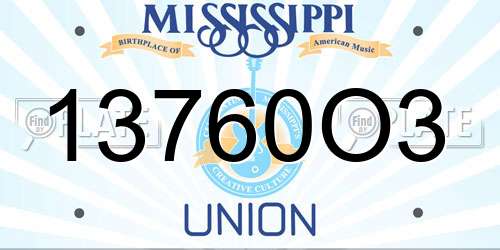 13760O3 Mississippi License Plate