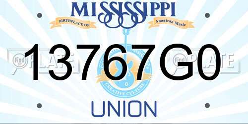 13767G0 Mississippi License Plate