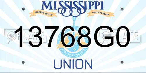13768G0 Mississippi License Plate