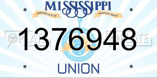 1376948 Mississippi License Plate
