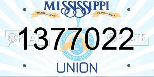 1377022 Mississippi License Plate