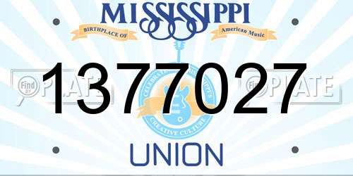 1377027 Mississippi License Plate