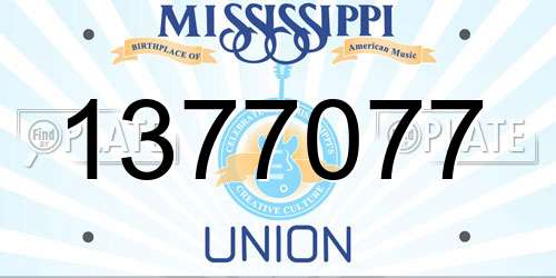 1377077 Mississippi License Plate