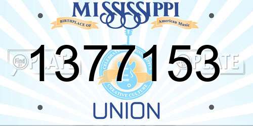 1377153 Mississippi License Plate