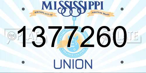 1377260 Mississippi License Plate