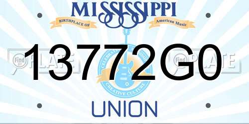 13772G0 Mississippi License Plate