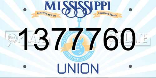 1377760 Mississippi License Plate