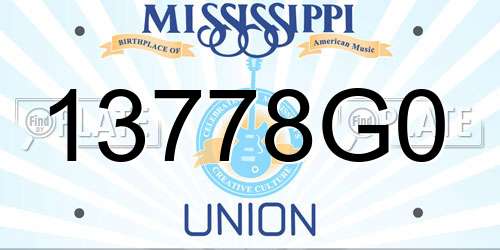 13778G0 Mississippi License Plate