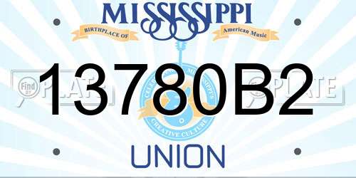 13780B2 Mississippi License Plate