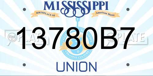 13780B7 Mississippi License Plate