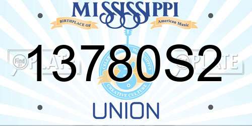 13780S2 Mississippi License Plate