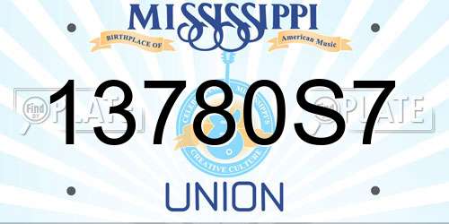 13780S7 Mississippi License Plate