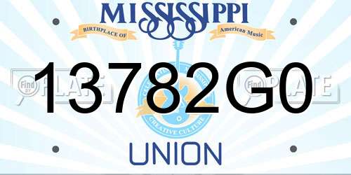 13782G0 Mississippi License Plate