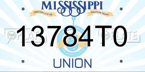 13784T0 Mississippi License Plate