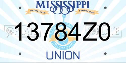 13784Z0 Mississippi License Plate