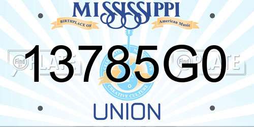 13785G0 Mississippi License Plate