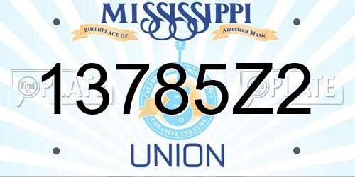 13785Z2 Mississippi License Plate
