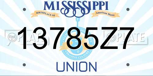 13785Z7 Mississippi License Plate