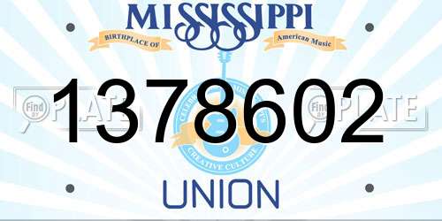 1378602 Mississippi License Plate