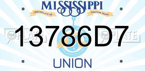 13786D7 Mississippi License Plate