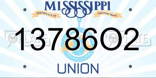 13786O2 Mississippi License Plate