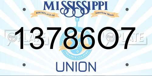 13786O7 Mississippi License Plate