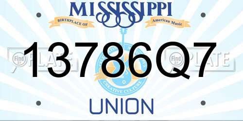 13786Q7 Mississippi License Plate