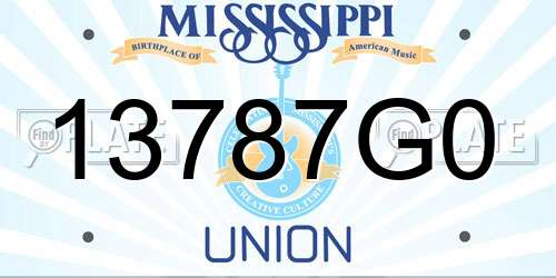 13787G0 Mississippi License Plate