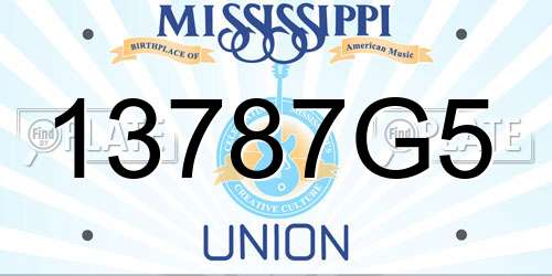 13787G5 Mississippi License Plate